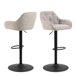 Wyld Haus Buttonfern Set Of 2 Beige Bouclé Diamond-Tufted Swivel Bar Stools Adjustable Height - thumbnail 2