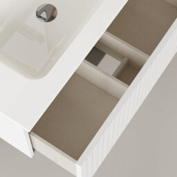 Banyetti Linea Matt White Ribbed Wall Hung Vanity Unit 800mm X 460mm - thumbnail 4
