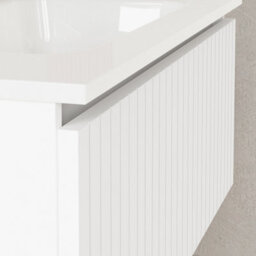 Banyetti Linea Matt White Ribbed Wall Hung Vanity Unit 800mm X 460mm - thumbnail 2