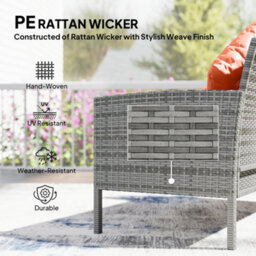 Outsunny 5Pcs Rattan Dining Corner Sofa Set, Garden Furniture Set, Orange - thumbnail 4