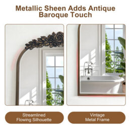 Artloge Luvodi 51X76.5Cm Vintage Arched Mirror Cabinet, Antique Brass Bathroom Medicine Cabinet With Shelves - thumbnail 8