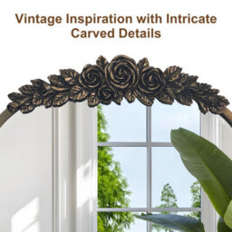 Artloge Luvodi 51X76.5Cm Vintage Arched Mirror Cabinet, Antique Brass Bathroom Medicine Cabinet With Shelves - thumbnail 3