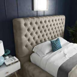 Ds Living Cambridge Upholstered Soft Touch Cream Plush Velvet Bed Frame 4Ft6 - thumbnail 2