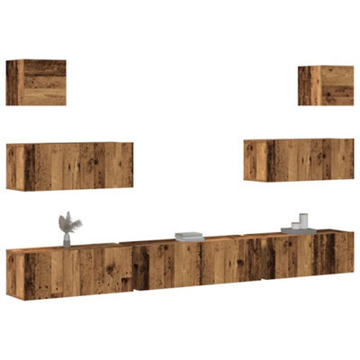 Berkfield 7 Piece Tv Cabinet Set Wall-Mounted Old Wood Engineered Wood - image 1
