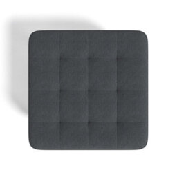 Living And Home Dark Grey Linen Fabric Padded Footstool With Wooden Legs W 395 X D 395 X H 400 mm - thumbnail 3