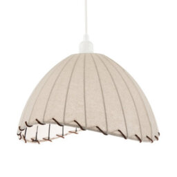 Happy Homewares Natural Linen Oatmeal Beige Pendant Light Shade With Linking Rope