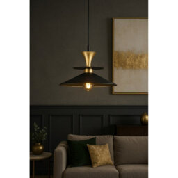 Luminosa Lighting Luminosa Della Dome Pendant Ceiling Light Gold, Black 1X E27 - thumbnail 2