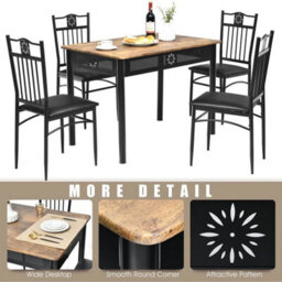 5Pcs Dining Table & Chair Set Breakfast Bar Kitchen Furniture With Padded Seat - thumbnail 5