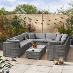 Furniturebox Orlando Grey Rattan Garden Sofa Modular Outdoor Patio Couch Seating - Table & 10 Chairs Garden Corner Sofa Set +Cover - thumbnail 3