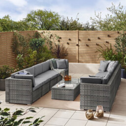 Furniturebox Orlando Grey Rattan Garden Sofa Modular Outdoor Patio Couch Seating - Table & 10 Chairs Garden Corner Sofa Set +Cover - thumbnail 2