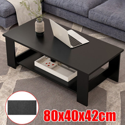 Modern Coffee Table Living Room Tea Side End Desk With Lower Storage Shelf Black - image 1