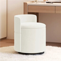 White Swivel Vanity Chair Soft Upholstered Tub Chair With Hidden Storage - thumbnail 1
