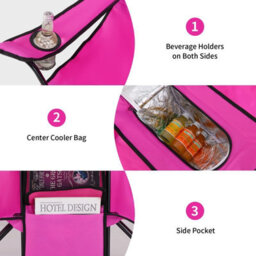 Costway Folding Loveseat Camping Chair Portable Outdoor Chair Carrying Bag-Pink - thumbnail 9