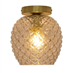 First Choice Lighting Set Of 2 Baine - Textured Glass Satin Brass Ceiling Light Fittings - thumbnail 3