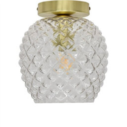 First Choice Lighting Set Of 2 Baine - Textured Glass Satin Brass Ceiling Light Fittings - thumbnail 2