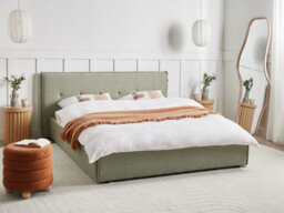 Beliani Bed Faux Linen Lestre 160 X 200 Cm (Eu King Size) Green - thumbnail 2