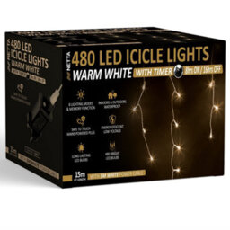 NETTA 480 Led Icicle Lights 15M Indoor/outdoor Christmas Lights With White Cable - Warm White - thumbnail 1