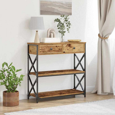 Walplus Console Table With Drawer With Shelf Old Wood 75 X 28 X 75 Cm - image 1
