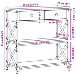 Walplus Console Table With Drawer With Shelf Old Wood 75 X 28 X 75 Cm - thumbnail 8