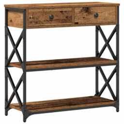 Walplus Console Table With Drawer With Shelf Old Wood 75 X 28 X 75 Cm - thumbnail 2