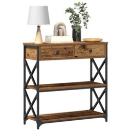 Walplus Console Table With Drawer With Shelf Old Wood 75 X 28 X 75 Cm - thumbnail 3