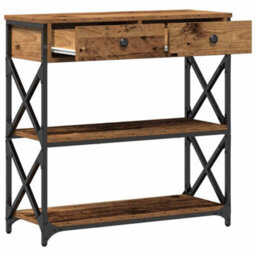 Walplus Console Table With Drawer With Shelf Old Wood 75 X 28 X 75 Cm - thumbnail 5