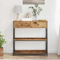 Walplus Console Table With Drawer With Shelf Old Wood 75 X 28 X 75 Cm - thumbnail 4