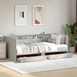 Berkfield Daybed With Drawers Without Mattress Concrete Grey 90X190 Cm Single - thumbnail 1