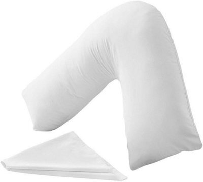 Homes & Linen White Orthopaedic V-Shaped Pillow Extra Cushioning Support For Head, Neck & Back