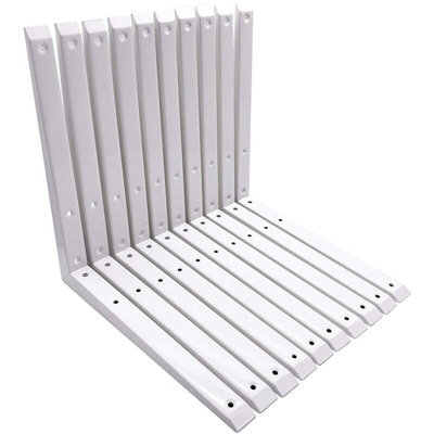 Eai Strong Shelf Bracket Mitre Reinforced Hi-Load Pattern - 200 X 200mm - White - Pack Of 10 - image 1