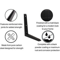 Eai Strong Shelf Bracket Mitre Reinforced Hi-Load Pattern - 200 X 200mm - White - Pack Of 10 - thumbnail 3