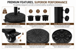 Shopnbits 27 Kg Heavy Duty Umbrella Base With Wheels Round Patio Parasol Stand For 45/45/48mm Poles - thumbnail 4