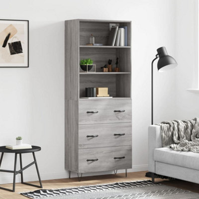 Berkfield Highboard Grey Sonoma 69.5X34X180 Cm Engineered Wood - image 1