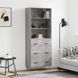 Berkfield Highboard Grey Sonoma 69.5X34X180 Cm Engineered Wood - thumbnail 1