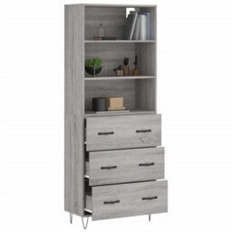 Berkfield Highboard Grey Sonoma 69.5X34X180 Cm Engineered Wood - thumbnail 3