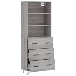 Berkfield Highboard Grey Sonoma 69.5X34X180 Cm Engineered Wood - thumbnail 4