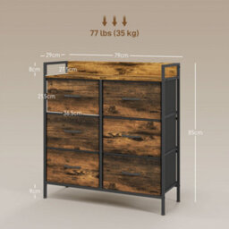 Wyld Haus Luve Rizi 6-Drawer Fabric And Wood Chest Rustic Brown And Black 79W X 29D X 85H Cm - thumbnail 3