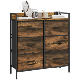 Wyld Haus Luve Rizi 6-Drawer Fabric And Wood Chest Rustic Brown And Black 79W X 29D X 85H Cm