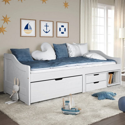 Berkfield Day Bed With 3 Drawers Irun White 90X200 Cm Solid Wood Pine - image 1