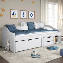 Berkfield Day Bed With 3 Drawers Irun White 90X200 Cm Solid Wood Pine - thumbnail 1