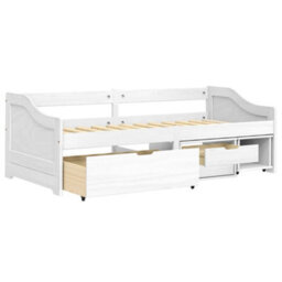 Berkfield Day Bed With 3 Drawers Irun White 90X200 Cm Solid Wood Pine - thumbnail 5