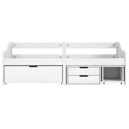 Berkfield Day Bed With 3 Drawers Irun White 90X200 Cm Solid Wood Pine - thumbnail 4