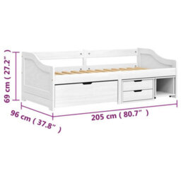 Berkfield Day Bed With 3 Drawers Irun White 90X200 Cm Solid Wood Pine - thumbnail 8
