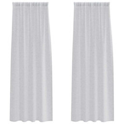 Berkfield Curtains With Curtains 2 Pcs Light Gray Polyester - thumbnail 2