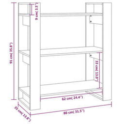 Berkfield Book Cabinet/room Divider 80X35X91 Cm Solid Wood Pine - thumbnail 8