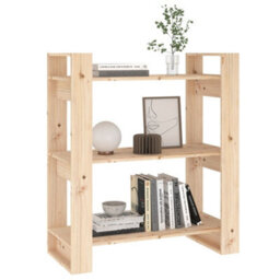 Berkfield Book Cabinet/room Divider 80X35X91 Cm Solid Wood Pine - thumbnail 4