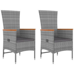 Walplus 3 Piece Garden Lounge Set Balcony Indoor Outdoor Patio Furniture Grey Poly Rattan&solid Wood Acacia - thumbnail 4