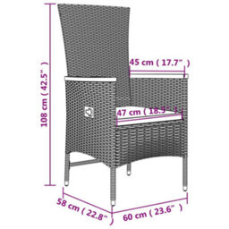 Walplus 3 Piece Garden Lounge Set Balcony Indoor Outdoor Patio Furniture Grey Poly Rattan&solid Wood Acacia - thumbnail 6