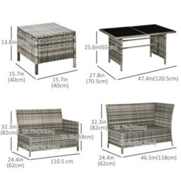 Wyld Haus Rarapa Dark Blue 7-Seater Rattan Garden Sofa Set With Glass Table And Cushions - thumbnail 4
