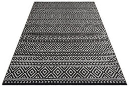 Black Outdoor Rug, Geometric Stain-Resistant Rug For Patio Decks, 3mm Modern Outdoor Luxurious Area Rug-160Cm X 220Cm - thumbnail 9
